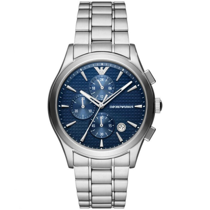 Emporio Armani Chronograph Blue Dial Silver Steel Strap Watch For Men - AR11528 - Image 2